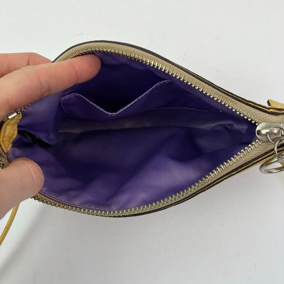 COACH Vtg Y2K Khaki Tan & Yellow POPPY Signature C Sateen Mini Crossbody Purse - Picture 16 of 16